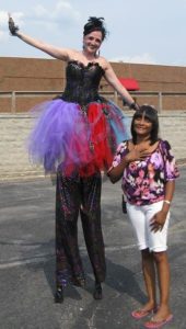 stilt walker with miss angela